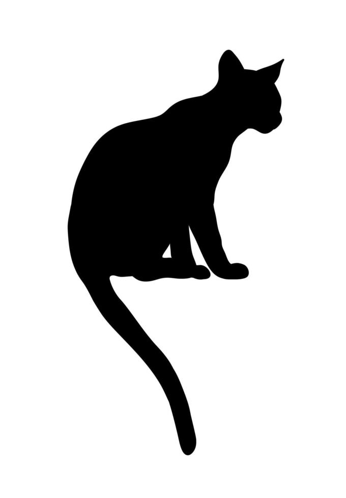 Sitting Black Cat Abstract Silhouette. Icon, Logo vector illustration.