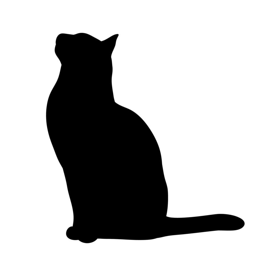 silueta abstracta de gato negro sentado. icono, ilustración de vector de logotipo.