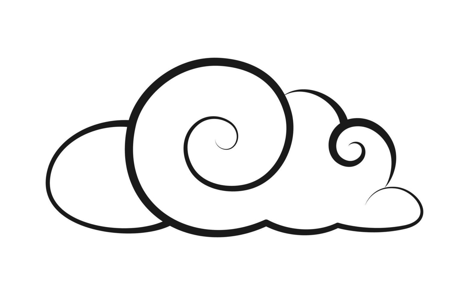 Cloud vector outline illustration. Easy coloring book page for kids.
