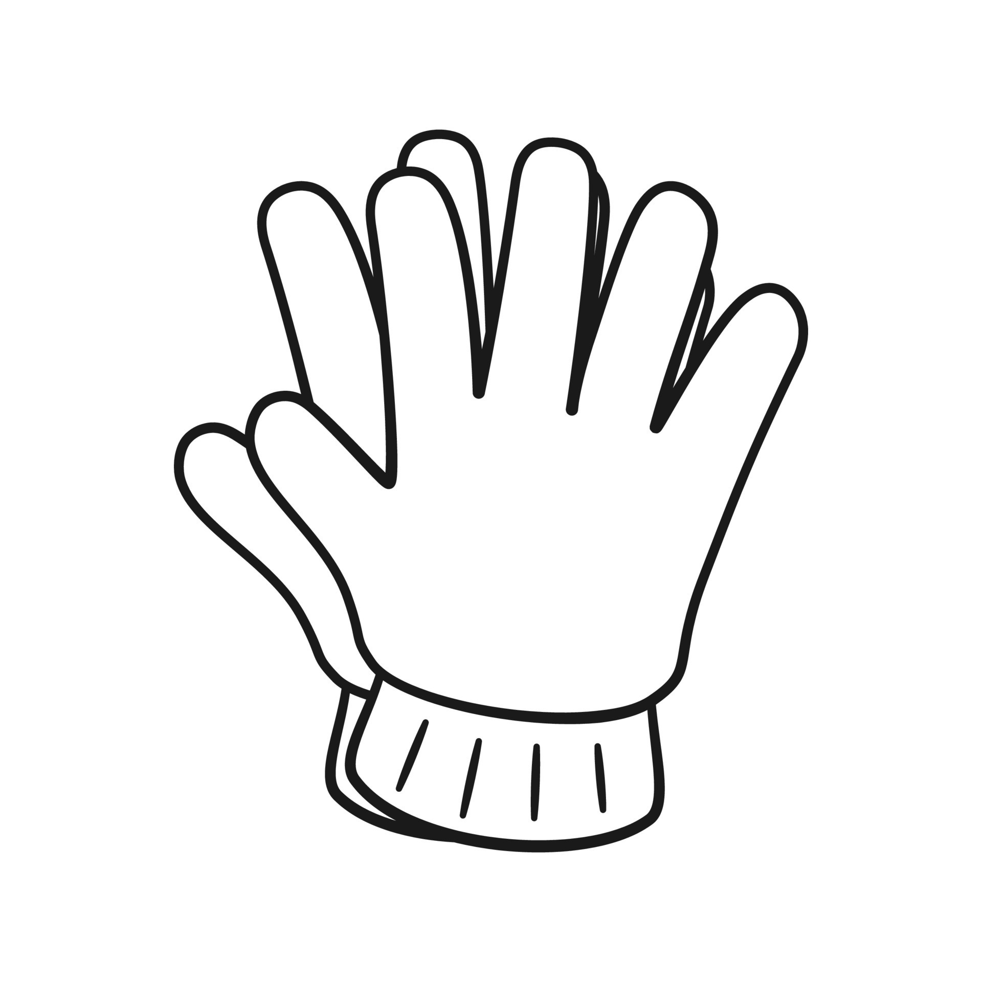 guantes de goma de jardinería ilustración de arte de línea de contorno