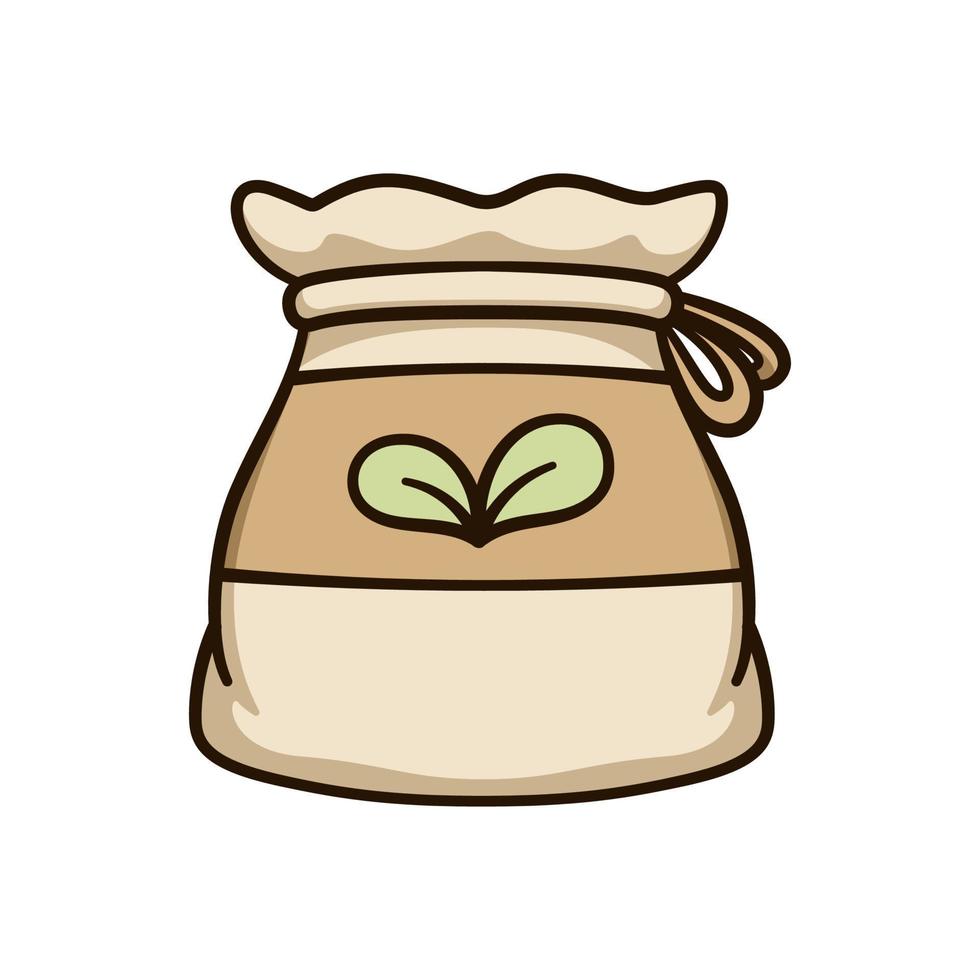 saco de arpillera bolsa de semillas linda ilustración de dibujos animados. jardinería agricultura agricultura clipart. vector