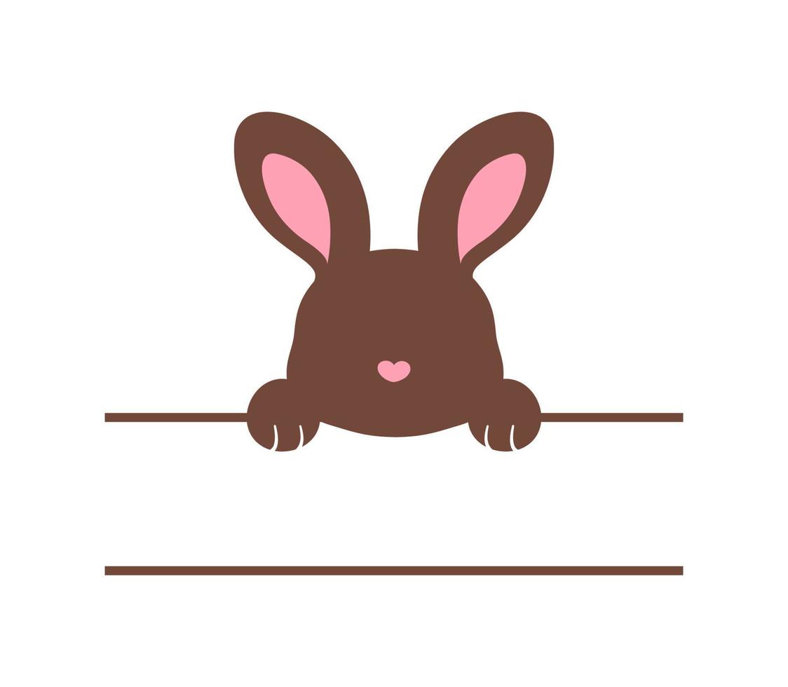 Rabbit silhouette split monogram, Easter bunny clipart name tag icon vector