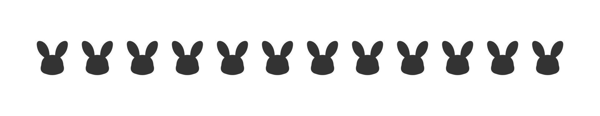 Rabbit head silhouette separator border. Easter themed clipart print. vector