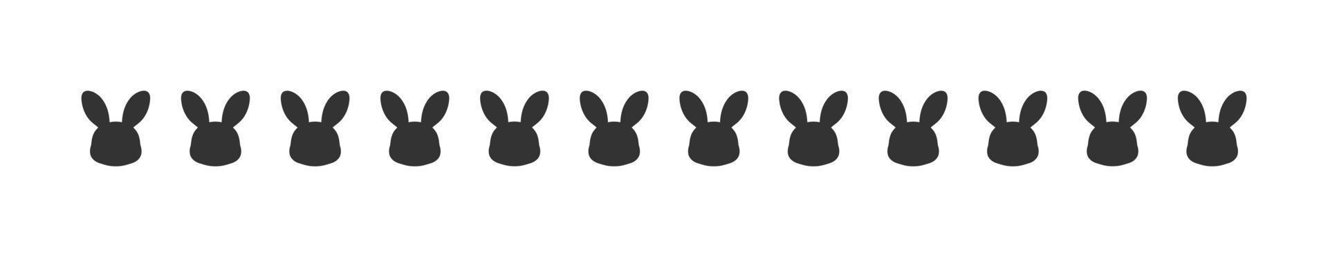 Rabbit head silhouette separator border. Easter themed clipart print. vector