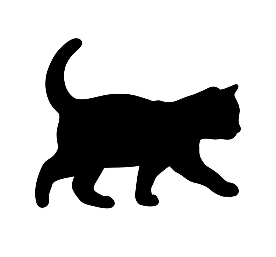 Walking Black Cat Abstract Silhouette. Icon, Logo vector illustration.