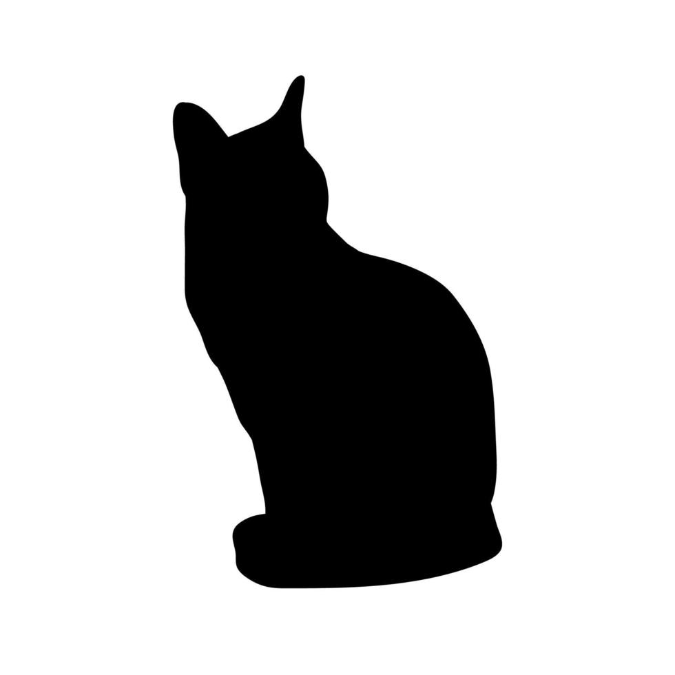 Sitting Black Cat Abstract Silhouette. Icon, Logo vector illustration.