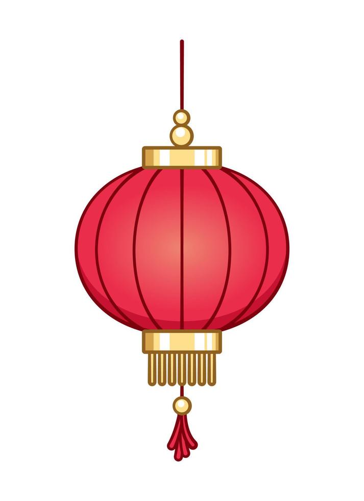 Chinese festival hanging lantern cartoon vector illustration. Traditional New year Asian red lamp.