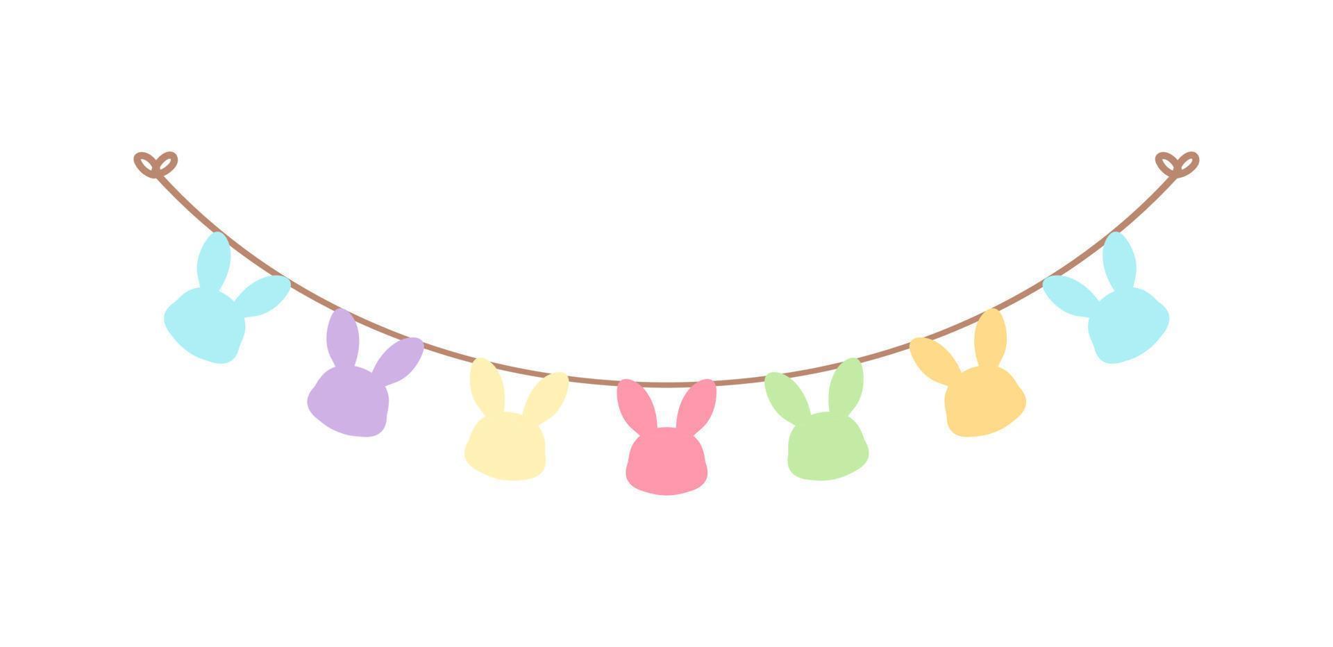 Easter colorful pastel rabbit head bunting clipart vector