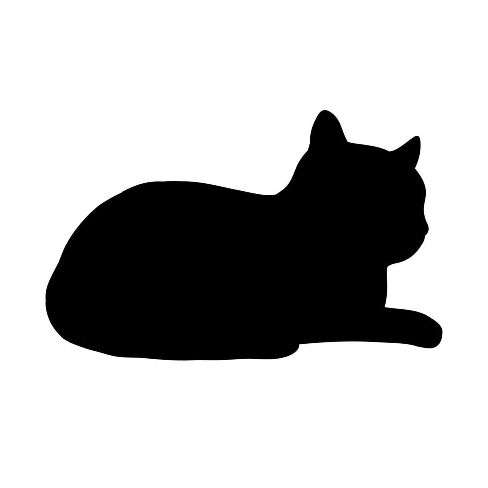 Black Cat Lying Down Abstract Silhouette. Icon, Logo vector illustration.