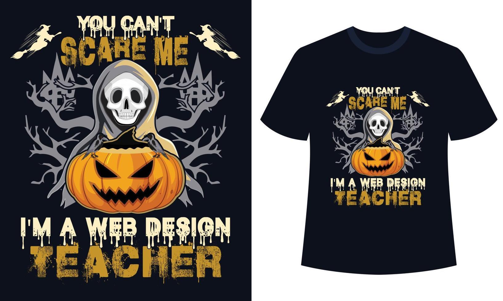 increíble diseño de camiseta de halloween no puedes asustarme soy profesor de ciencias vector