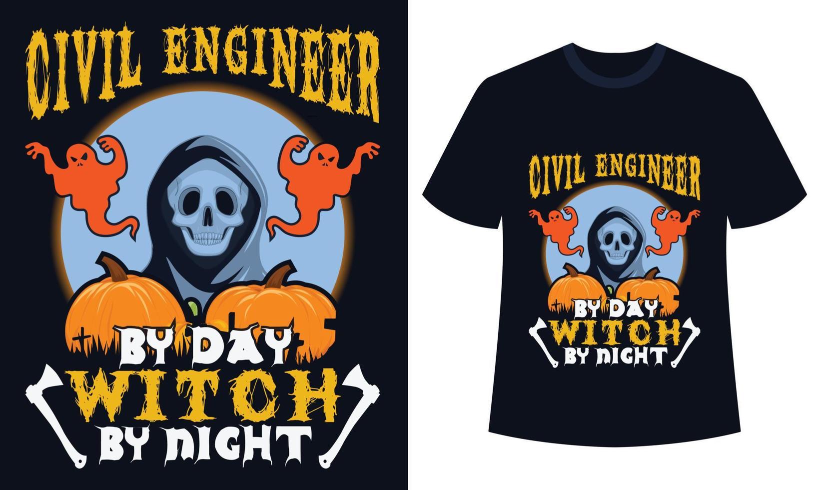 Amazing Halloween t-shirt Design Civil Engineer By Day With By Night vector