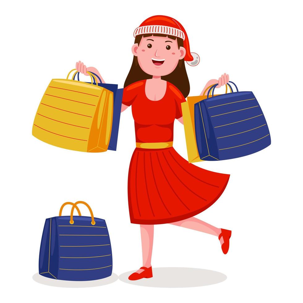 Christmas Shopping in Vector Illustration