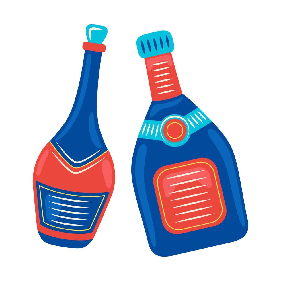 botella de bebida de año nuevo en ilustración vectorial vector