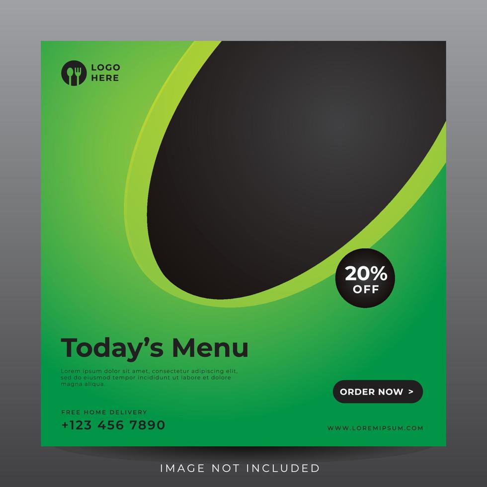 food menu banner for social media template vector