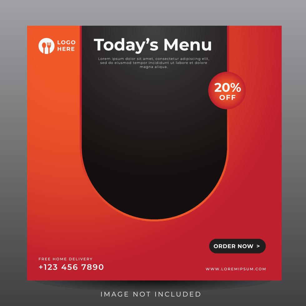 food menu banner for social media template vector