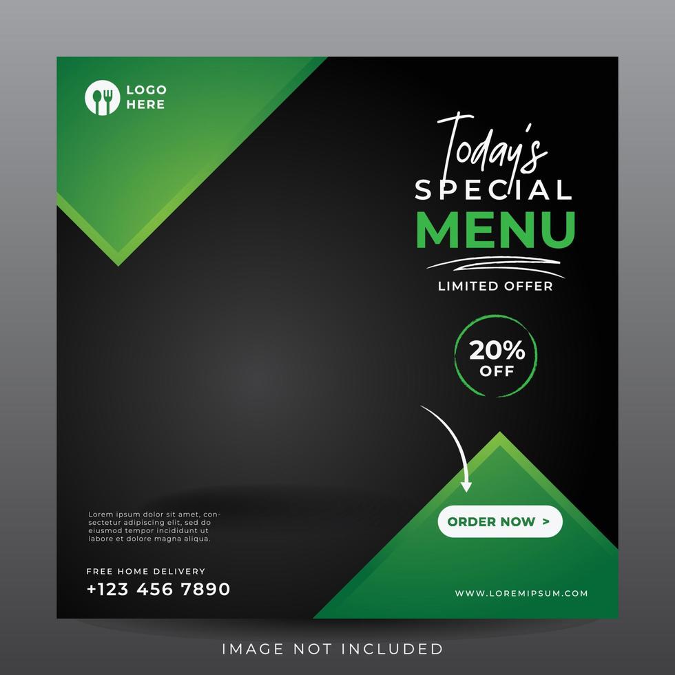 food menu banner for social media template vector