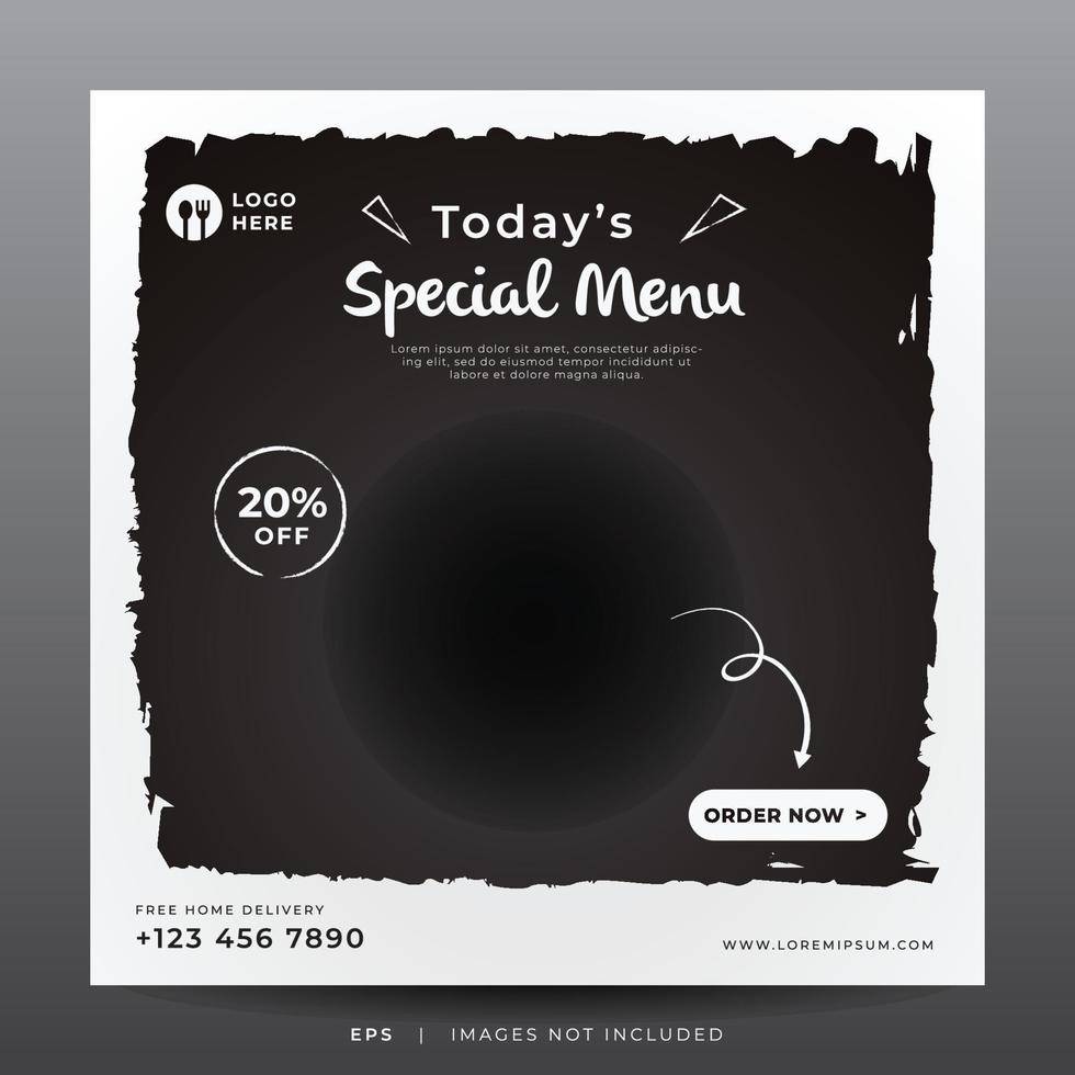 food menu banner for social media template vector