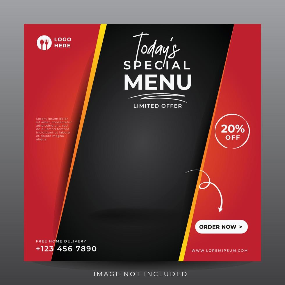 food menu banner for social media template vector