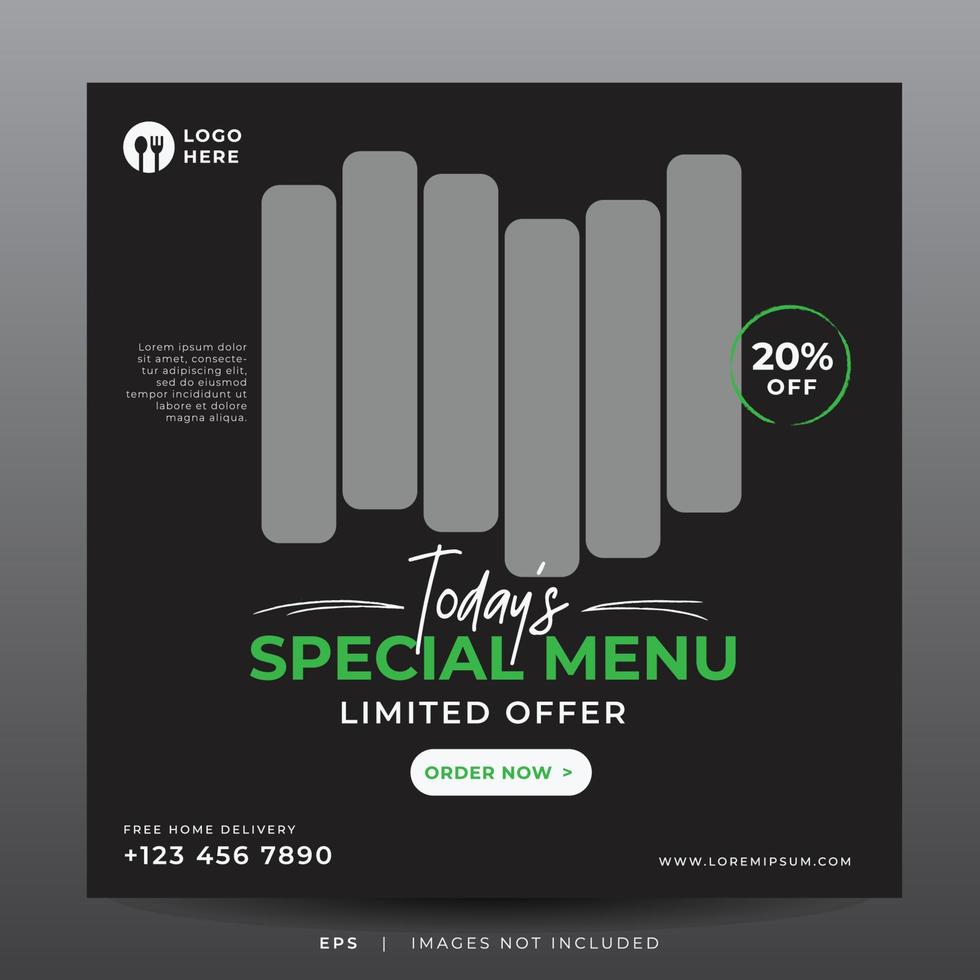 food menu banner for social media template vector