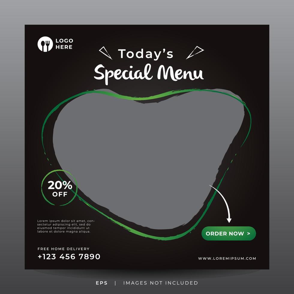 food menu banner for social media template vector