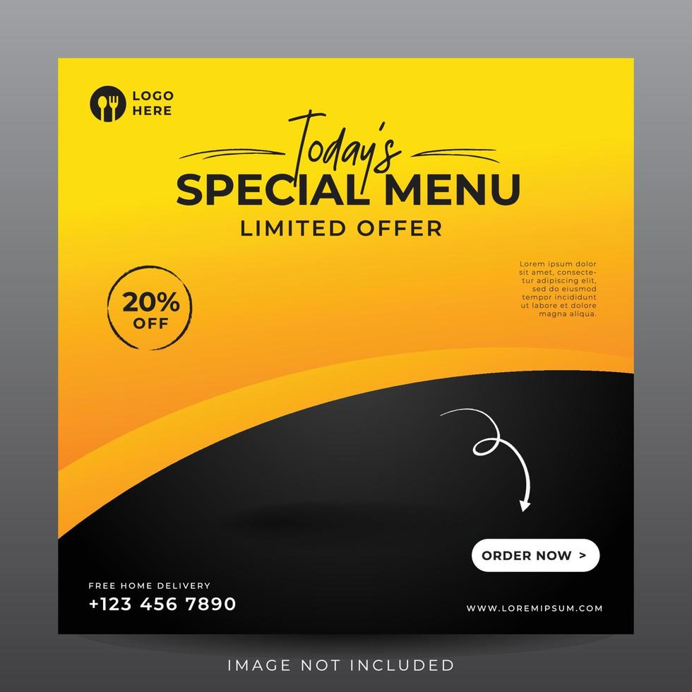 food menu banner for social media template vector