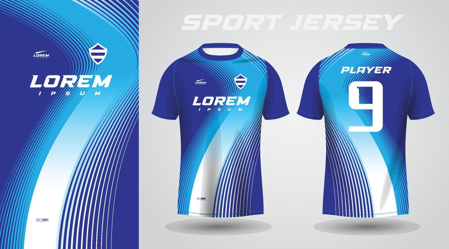 diseño de camiseta deportiva de camisa azul vector