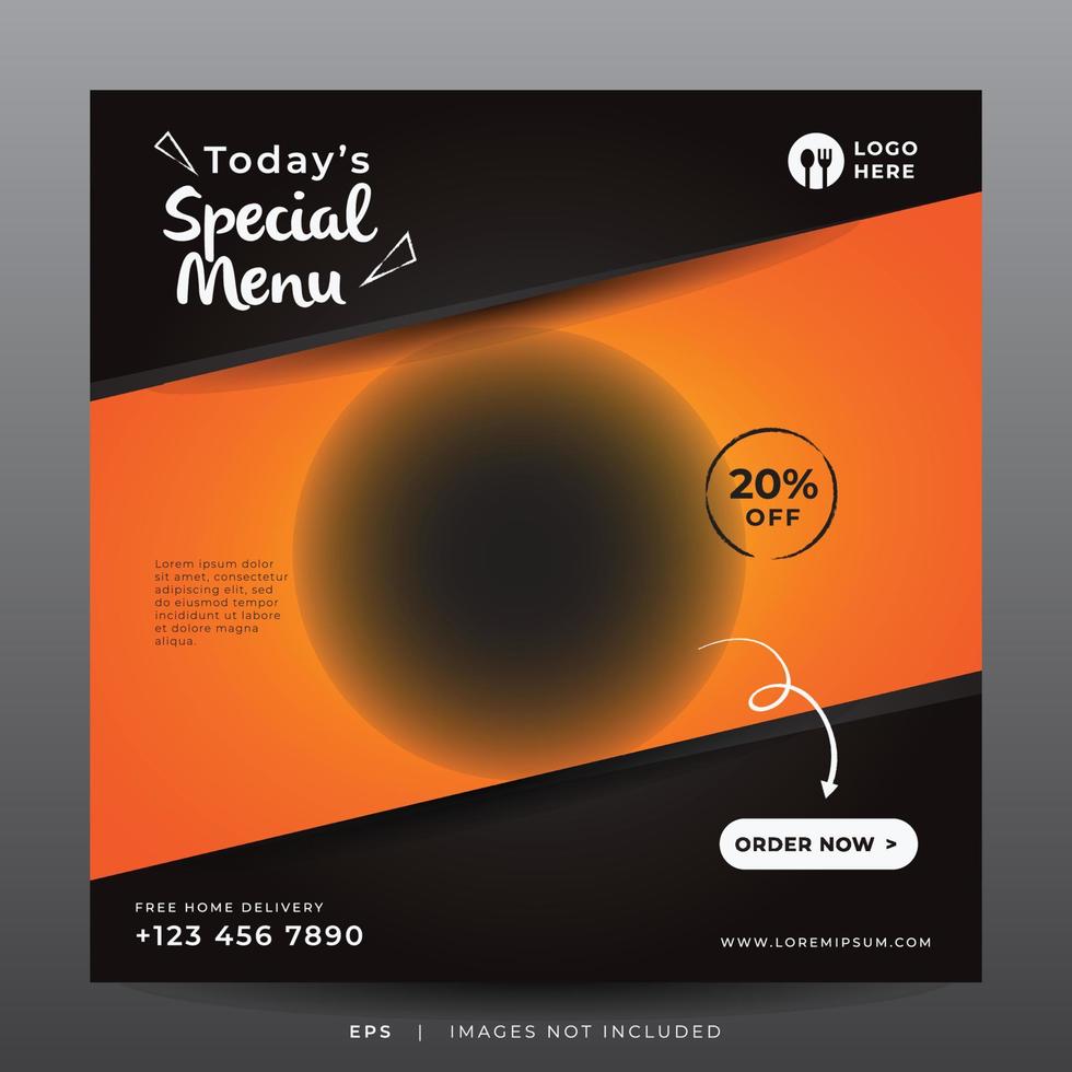 food menu banner for social media template vector