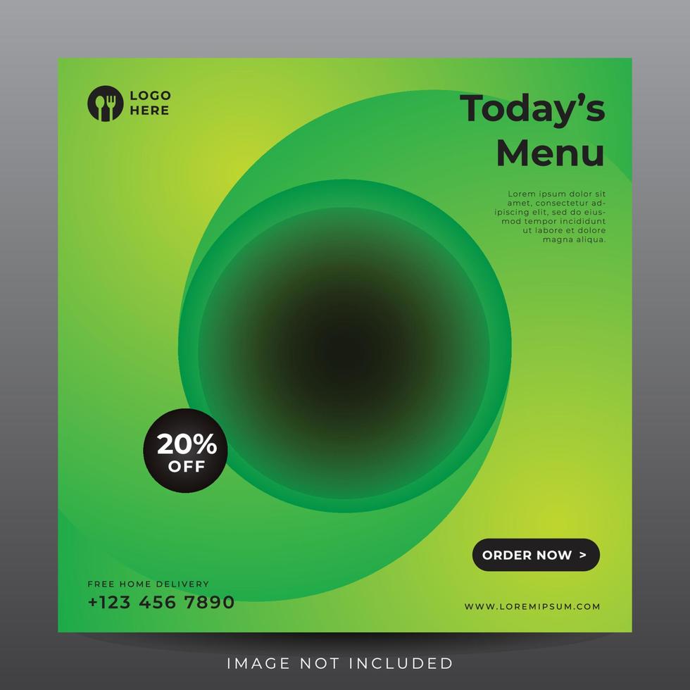 food menu banner for social media template vector