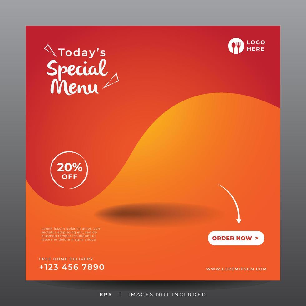 food menu banner for social media template vector