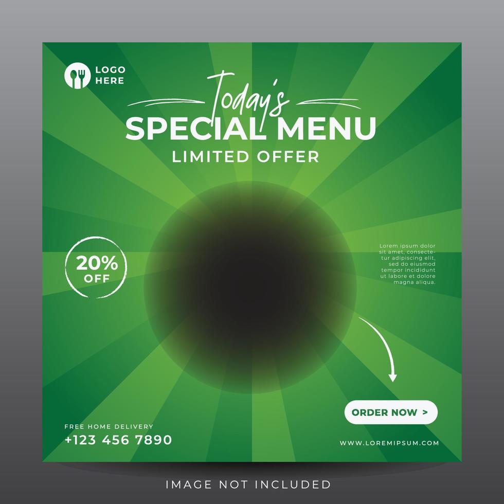 food menu banner for social media template vector