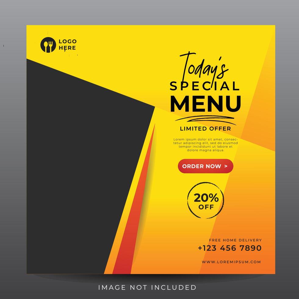 food menu banner for social media template vector