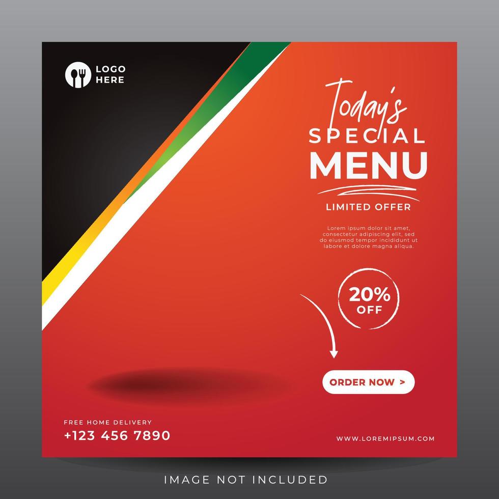 food menu banner for social media template vector