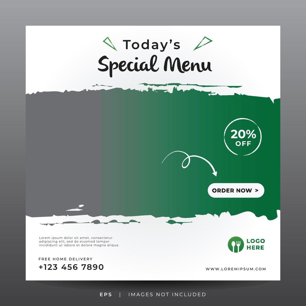 food menu banner for social media template vector