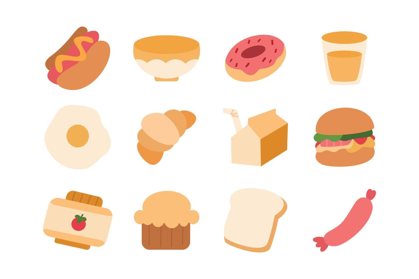 conjunto de ilustración de comida rápida en estilo de diseño plano simple vector