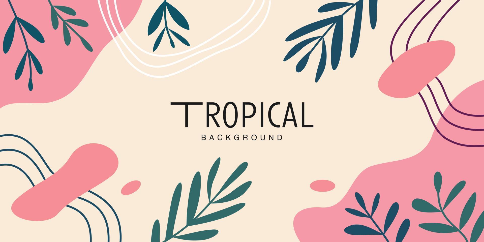 floral abstracto en un estilo de diseño moderno para el fondo y el espacio de copia. ilustración de hoja tropical en minimalista para plantilla de banner vector