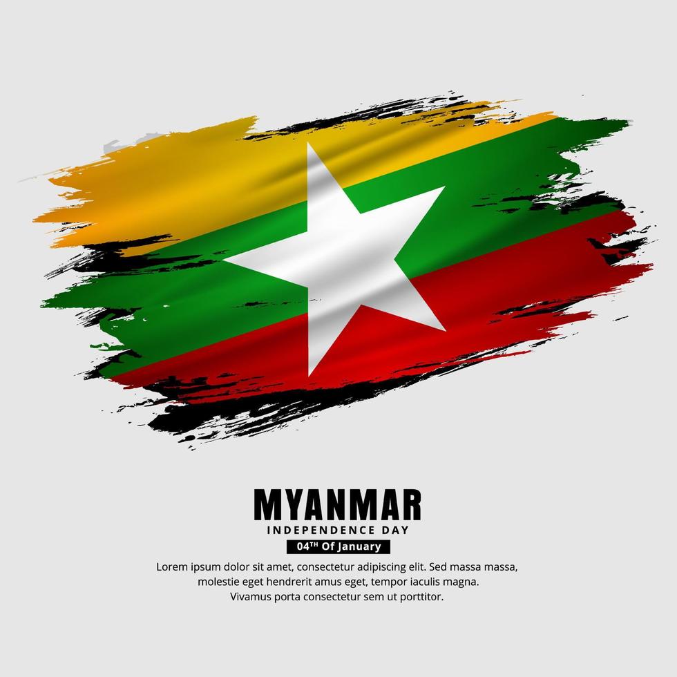 increíble fondo de diseño del día de la independencia de myanmars con vector de bandera ondulada.