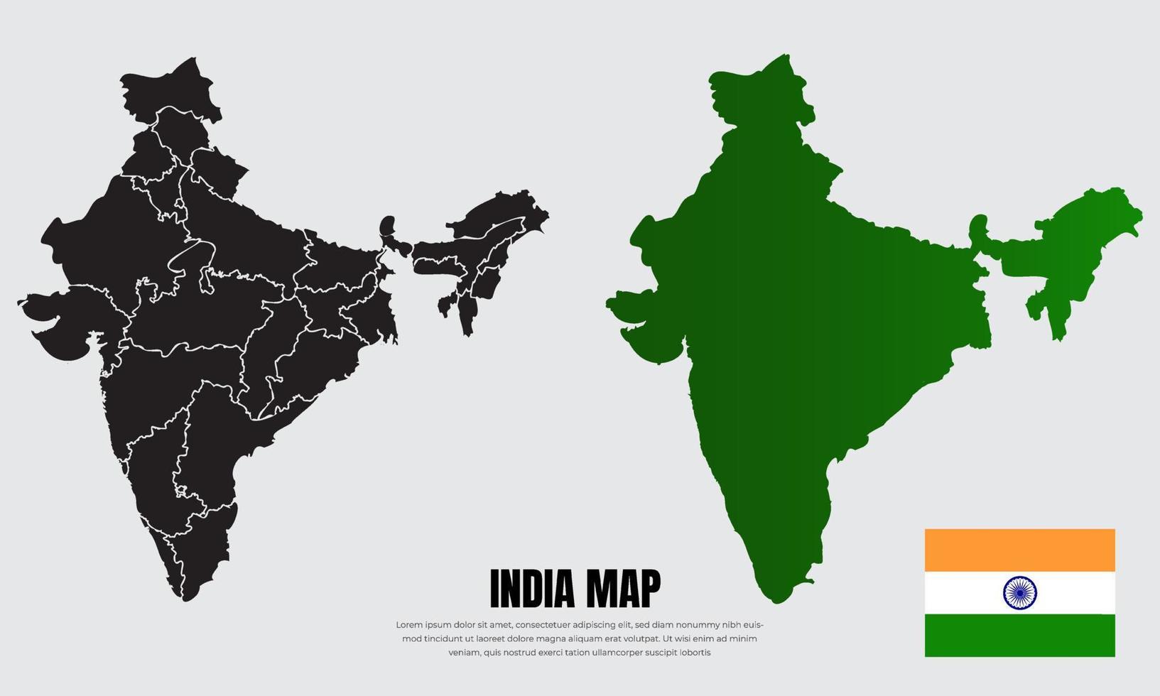 Collection of silhouette India maps design vector. India maps design vector