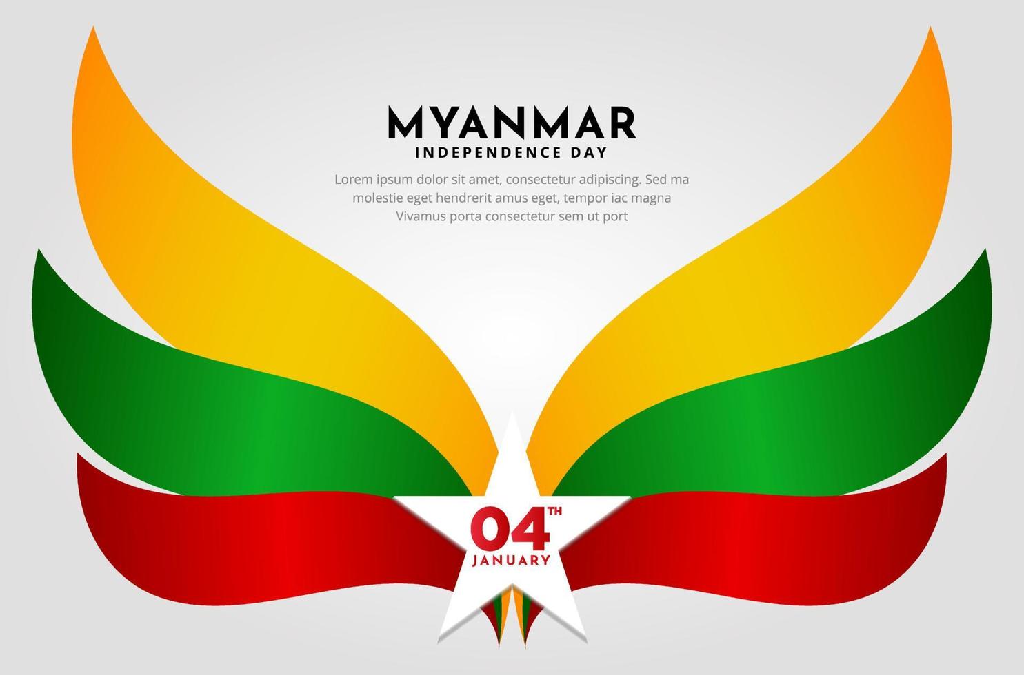 Amazing Myanmars Independence day design background with wavy flag vector. vector