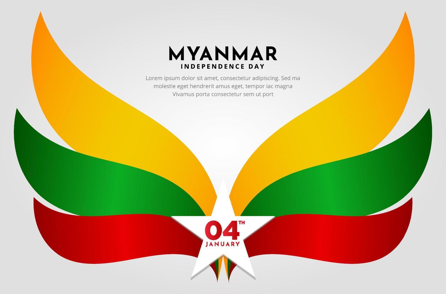 increíble fondo de diseño del día de la independencia de myanmars con vector de bandera ondulada.