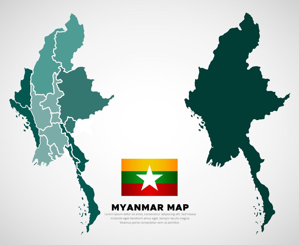 colección de vector de silueta de mapa de myanmar. vector de diseño de mapa de myanmar