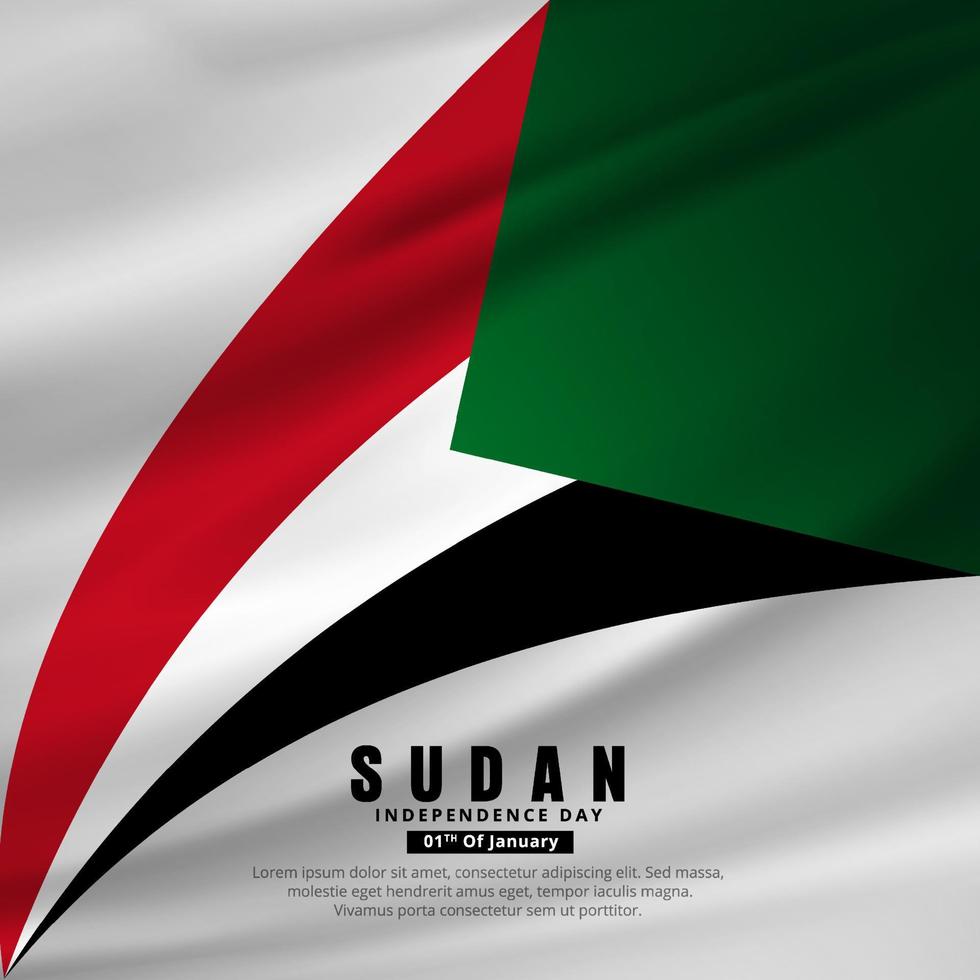 Abstract Sudan Independence day design background with wavy flag vector. vector