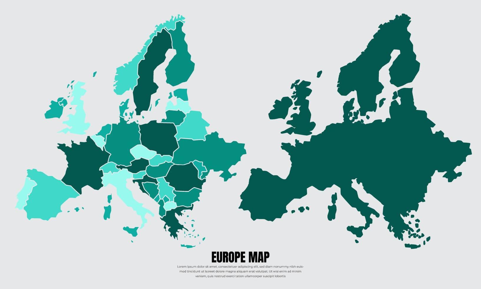 colección de vectores de diseño de mapas de Europa de silueta. vector de diseño de mapas de europa