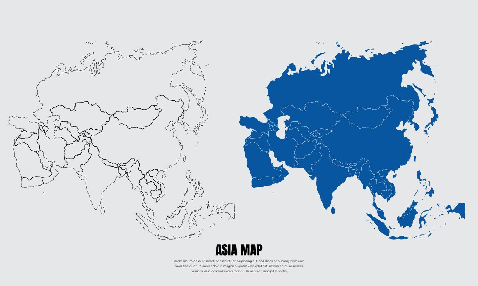 Collection of silhouette Asia maps design vector. Asia maps design vector
