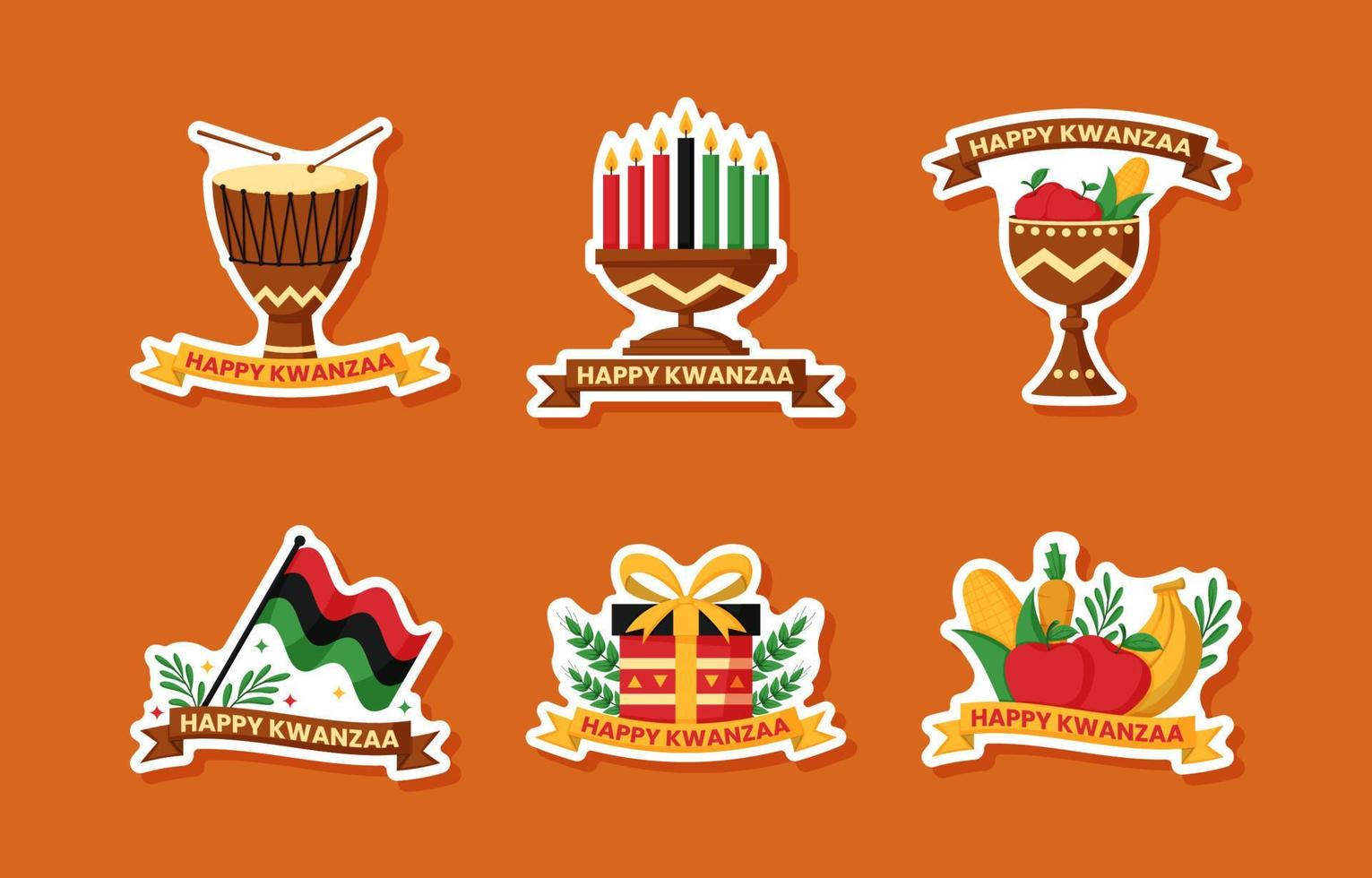 Happy Kwanzaa Sticker Set Collection vector