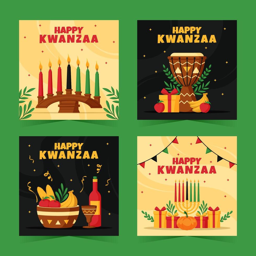 Happy Kwanzaa Social Media Posts vector