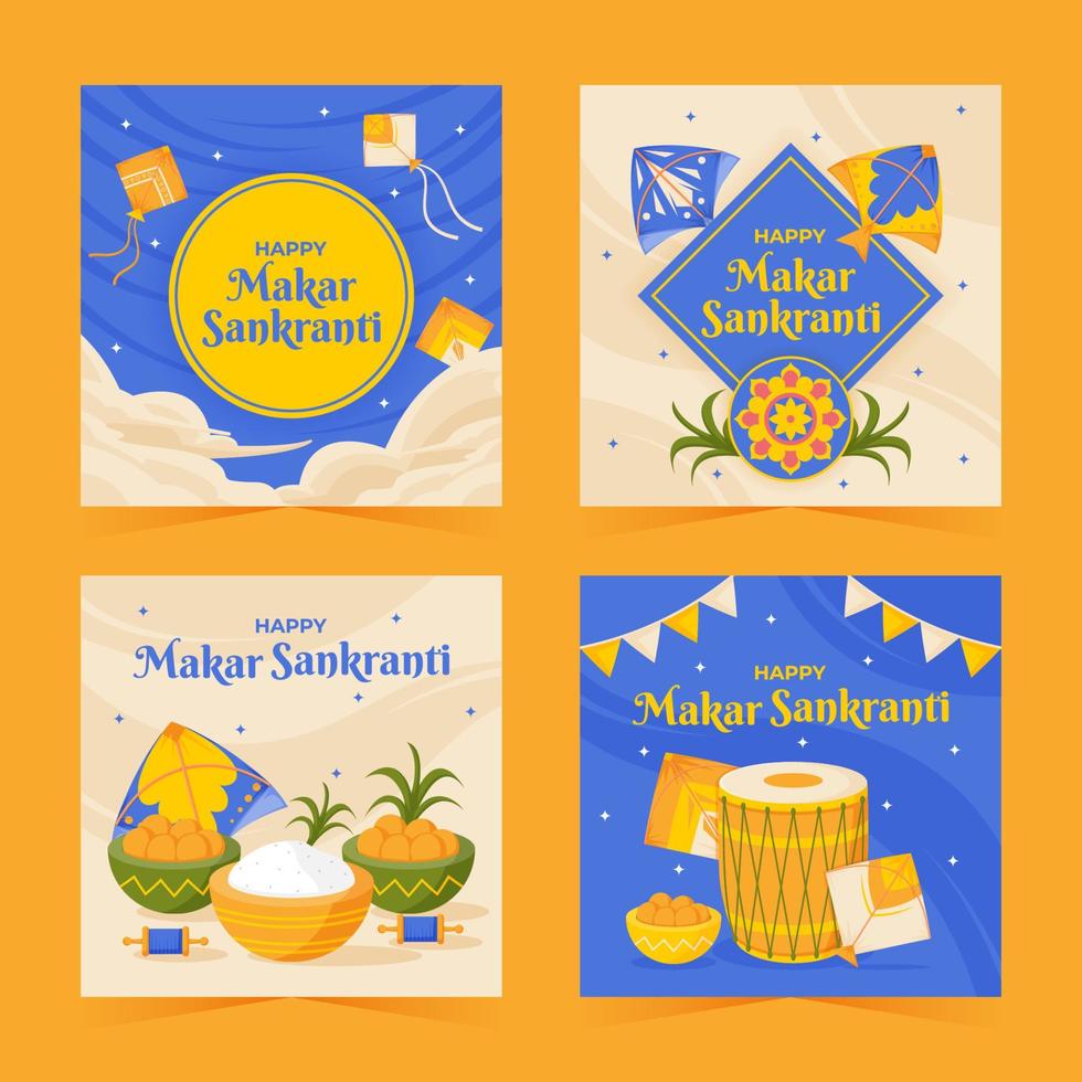Makar Sankranti Social Media Templates vector