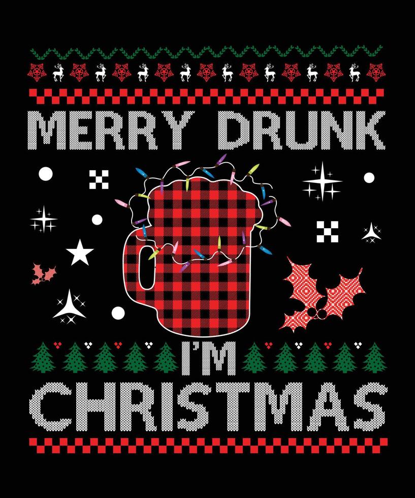 feliz borracho soy diseño de camiseta de navidad.eps vector