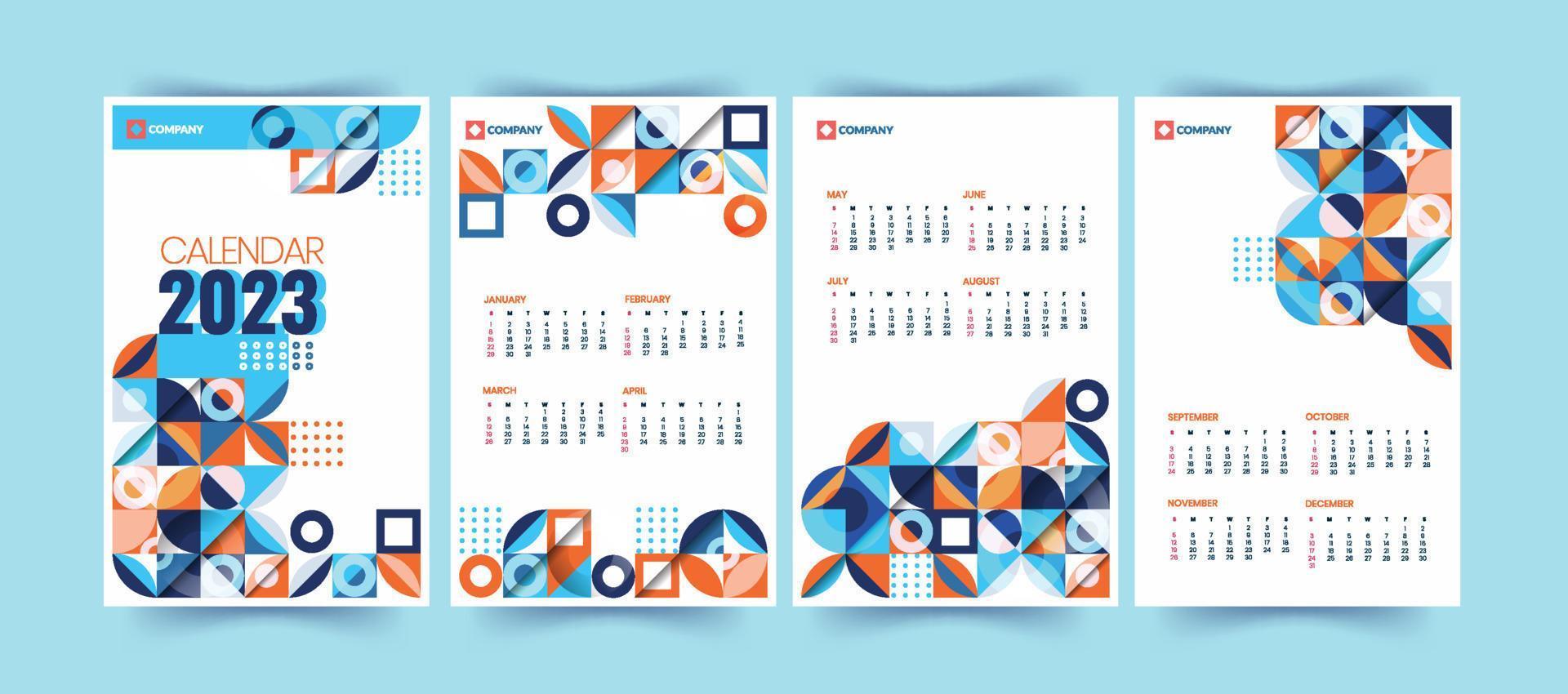 Corporate Calendar with Geometric Pattern vector