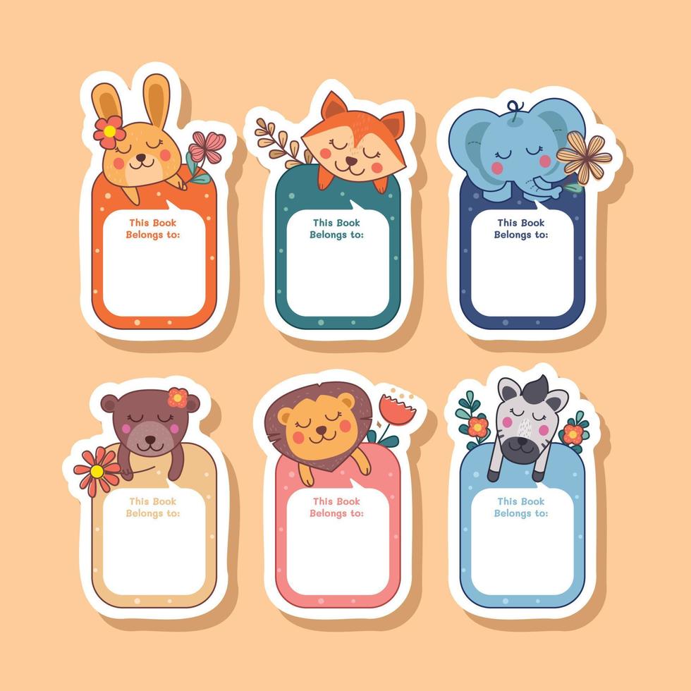 This Belongs to Stickers Set with Cute Animals vector