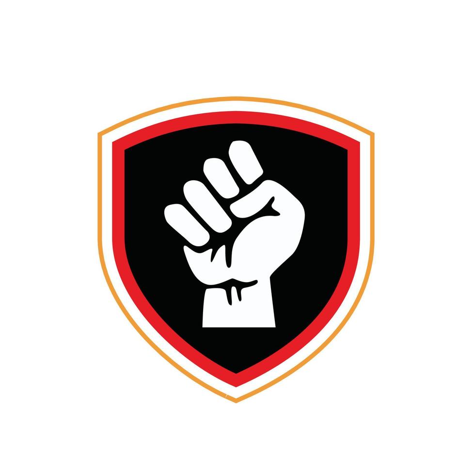 fist and shield logo emblem vector design